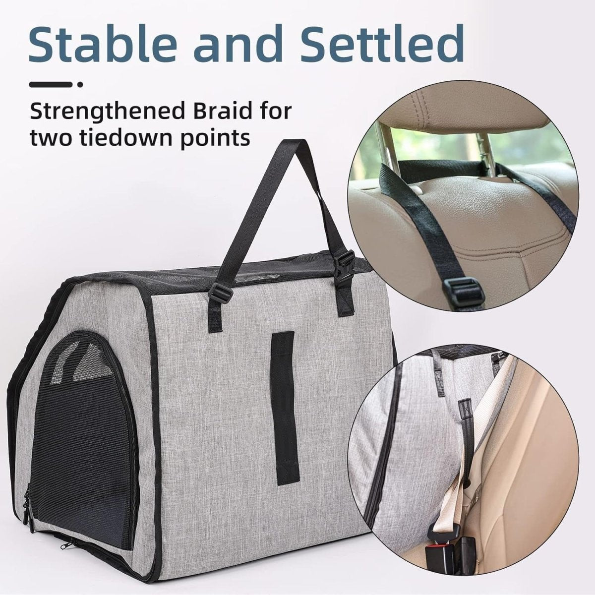 Foldable Dog Car Travel Crate Pet Carrier Kennel Mesh Windows 61cm - Kwikley