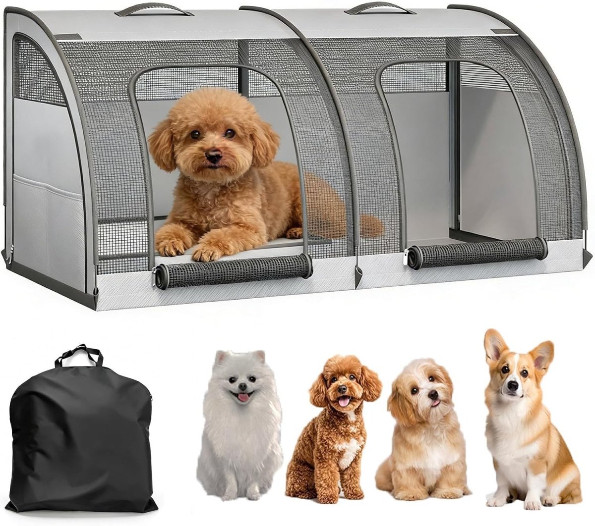 Foldable Dog Crate Carrier 100cm Pet Travel Car Seat Dual Door Bag - Kwikley