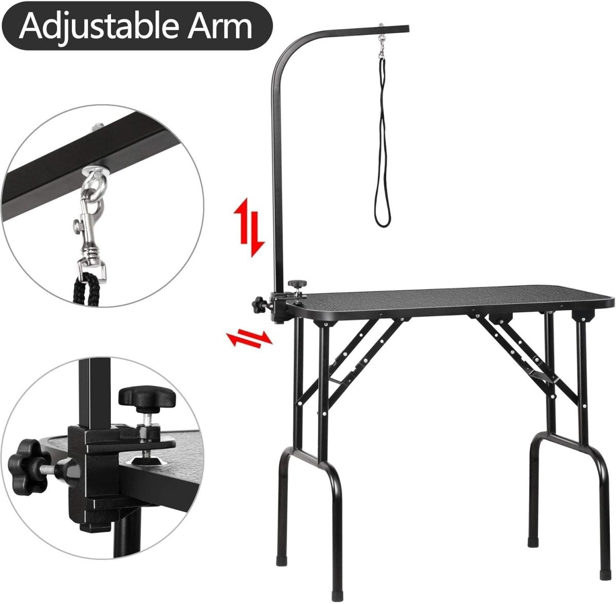 Foldable Dog Grooming Table Adjustable Arm Non Slip Heavy Duty 100kg - Kwikley