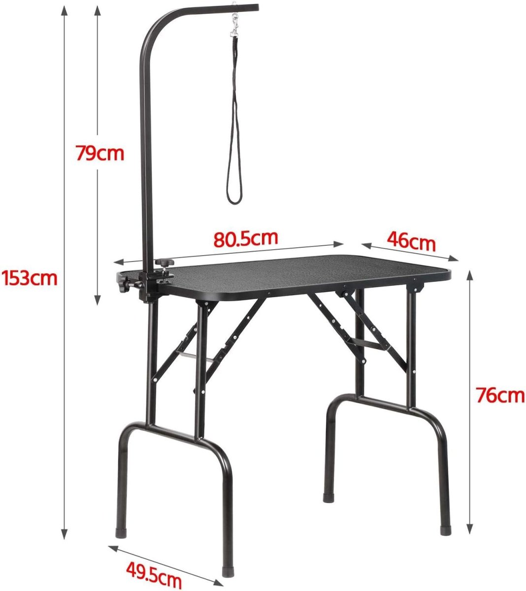 Foldable Dog Grooming Table Adjustable Arm Non Slip Heavy Duty 100kg - Kwikley