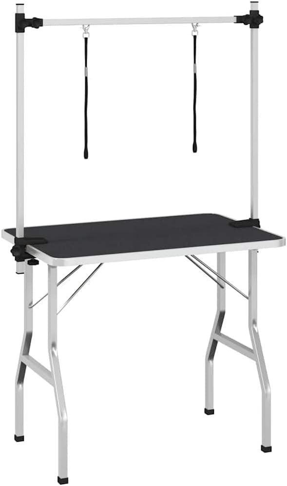 Foldable Dog Grooming Table Adjustable Non Slip Top with 2 Safety Loops - Kwikley
