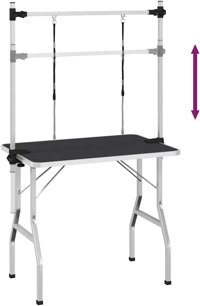 Foldable Dog Grooming Table Adjustable Non Slip Top with 2 Safety Loops - Kwikley
