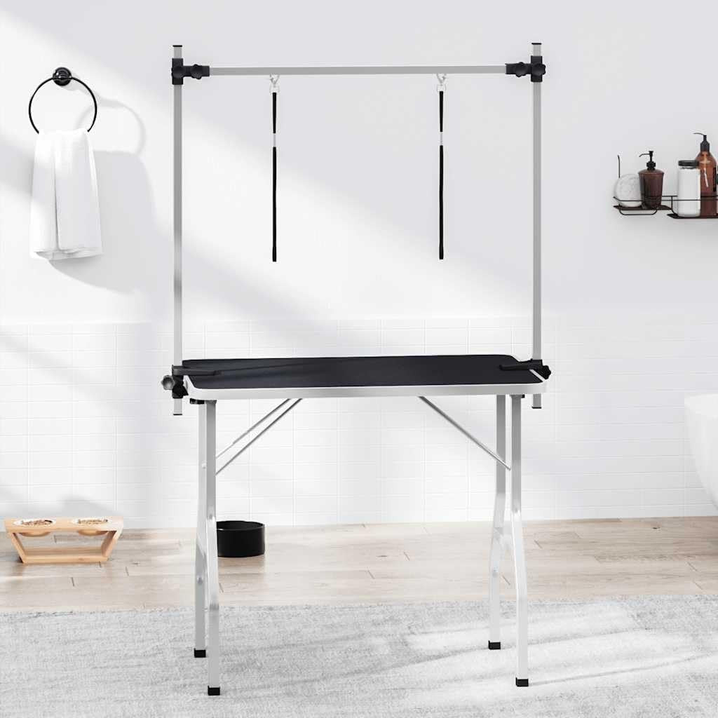 Foldable Dog Grooming Table Adjustable Non Slip Top with 2 Safety Loops - Kwikley