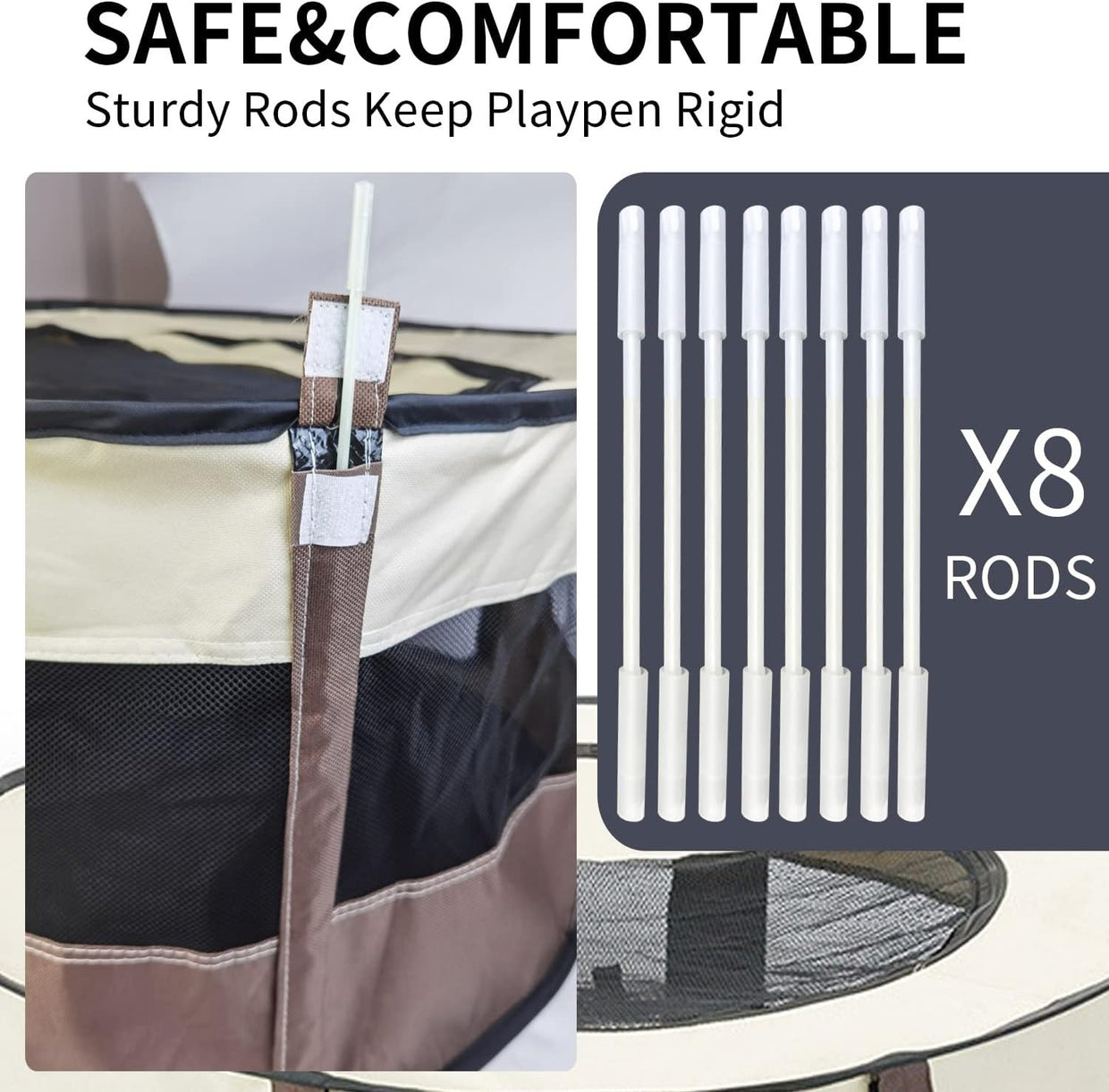Foldable Dog Playpen Portable Cat Tent Puppy Crate Indoor Outdoor Coffee L - Kwikley