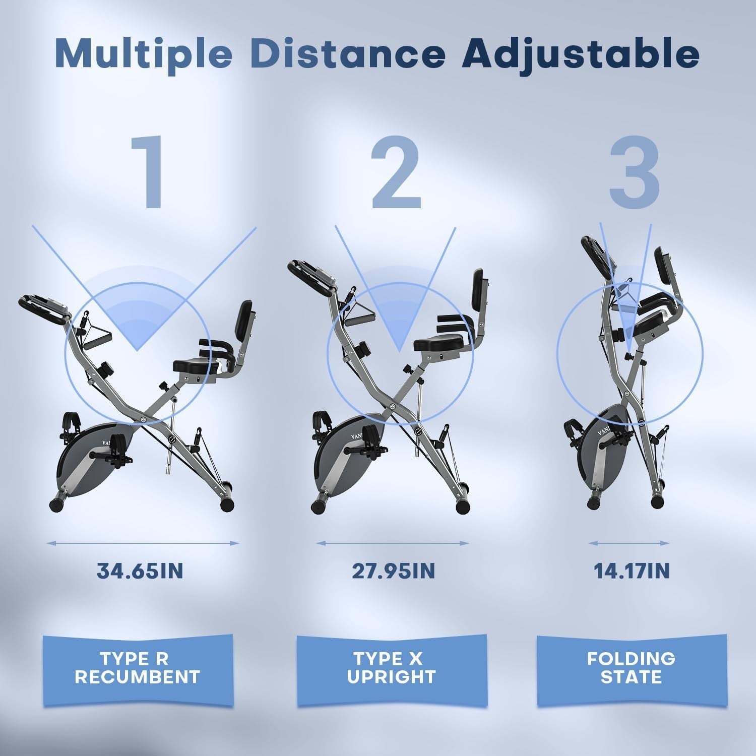 Foldable Exercise Bike 16 - Level Magnetic Resistance with LCD & Backrest - Kwikley