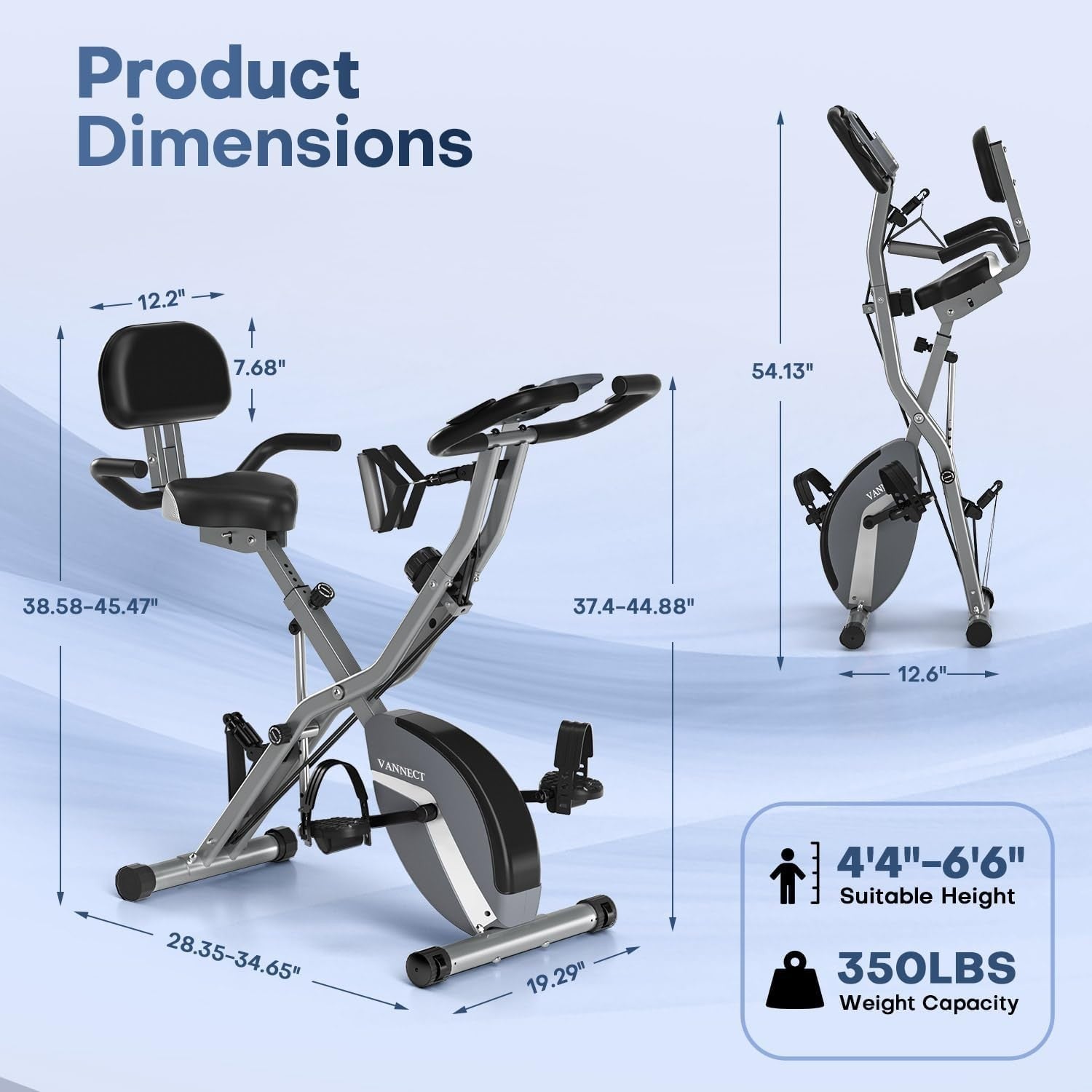 Foldable Exercise Bike 16 - Level Magnetic Resistance with LCD & Backrest - Kwikley