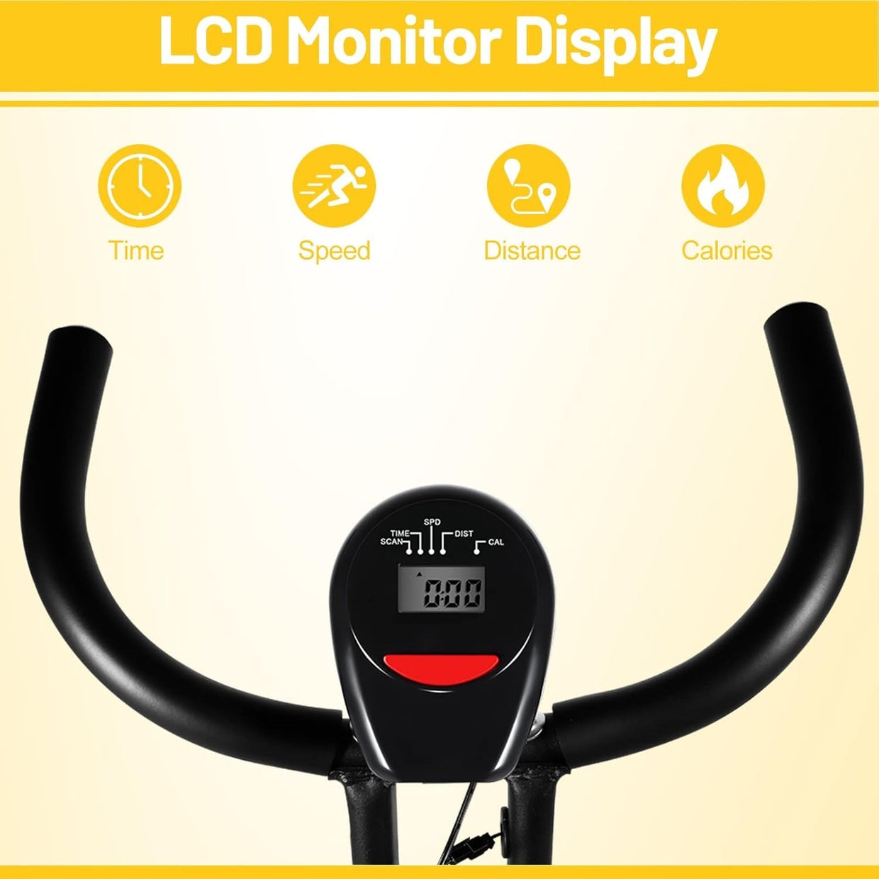 Foldable Exercise Bike with LCD Display Quiet 8 - Level Resistance Home Trainer - Kwikley