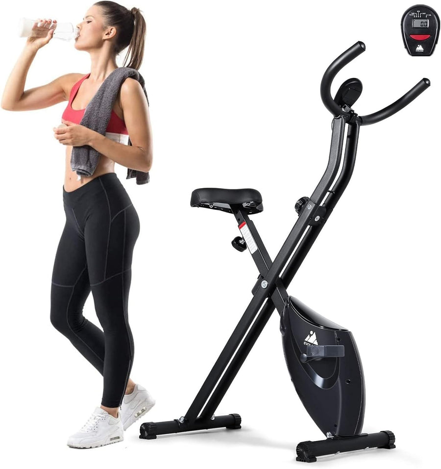 Foldable Exercise Bike with LCD Display Quiet 8 - Level Resistance Home Trainer - Kwikley