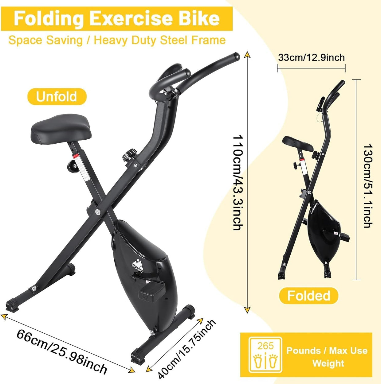 Foldable Exercise Bike with LCD Display Quiet 8 - Level Resistance Home Trainer - Kwikley