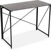 Foldable Grey Computer Desk 90x45cm Compact Metal Frame Study Table - Kwikley