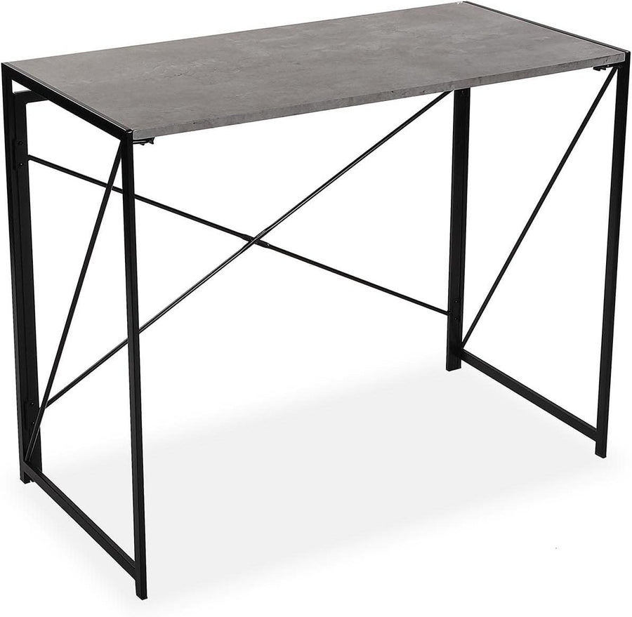 Foldable Grey Computer Desk 90x45cm Compact Metal Frame Study Table - Kwikley