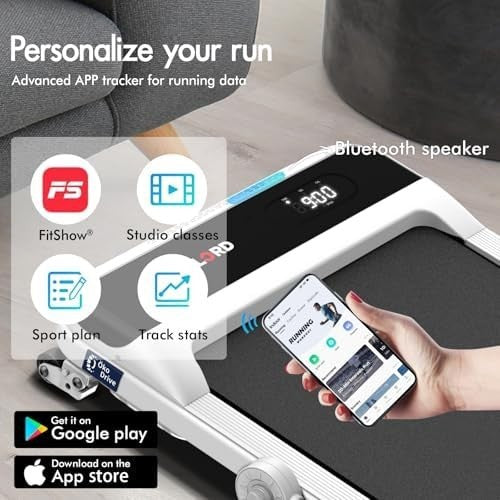 Foldable Home Treadmill 3.2HP 4% Incline LED Display Bluetooth - Kwikley