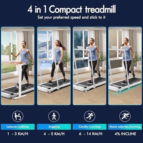 Foldable Home Treadmill 3.2HP 4% Incline LED Display Bluetooth - Kwikley