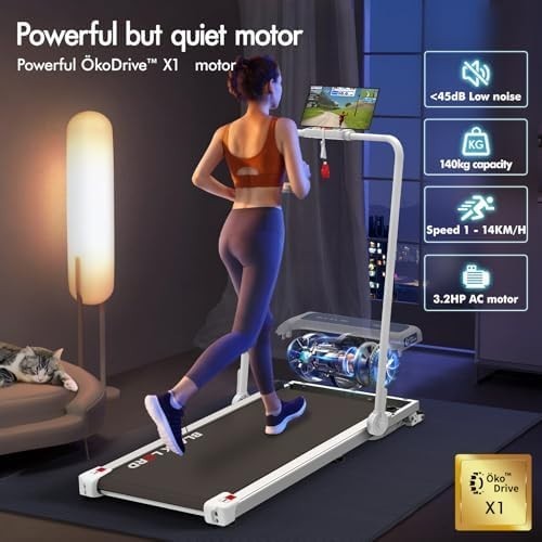 Foldable Home Treadmill 3.2HP 4% Incline LED Display Bluetooth - Kwikley