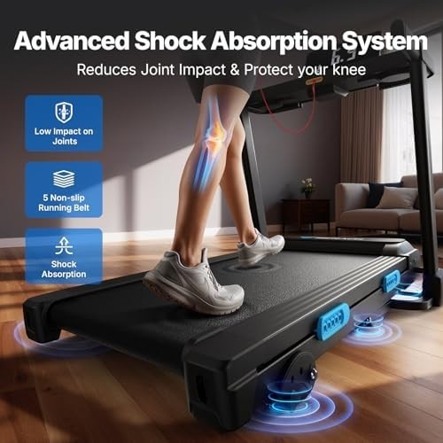 Foldable Home Treadmill Manual Incline 6% 12KM/H Shock Absorbent - Kwikley