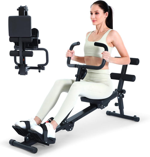 Foldable Hydraulic Rowing Machine 12 - Level Compact Backrest U - Grip Home Fitness - Kwikley