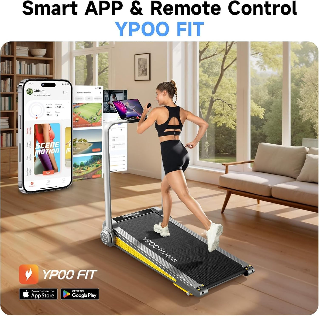 Foldable Incline Treadmill 2 - in - 1 Home Under Desk Walking Pad 8KM/H - Kwikley