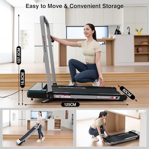 Foldable Incline Treadmill Home Walking Pad 12km/h Under Desk Fitness - Kwikley