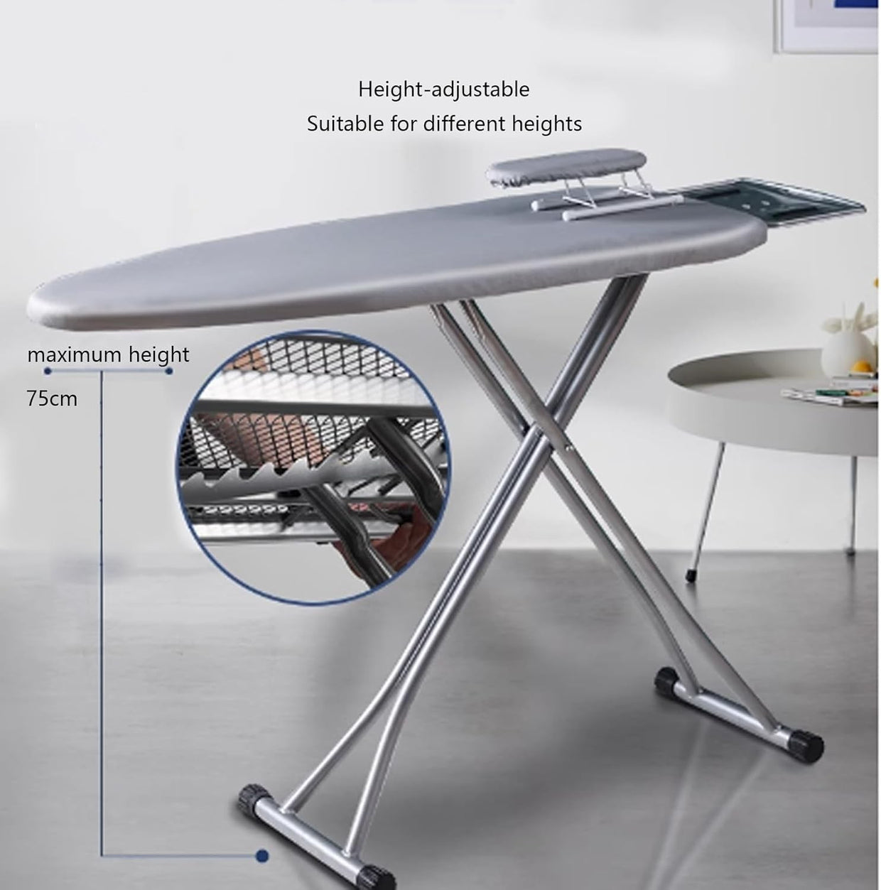 Foldable Ironing Board Adjustable Thickened Ironing Board Strong and Stable Meta - Kwikley