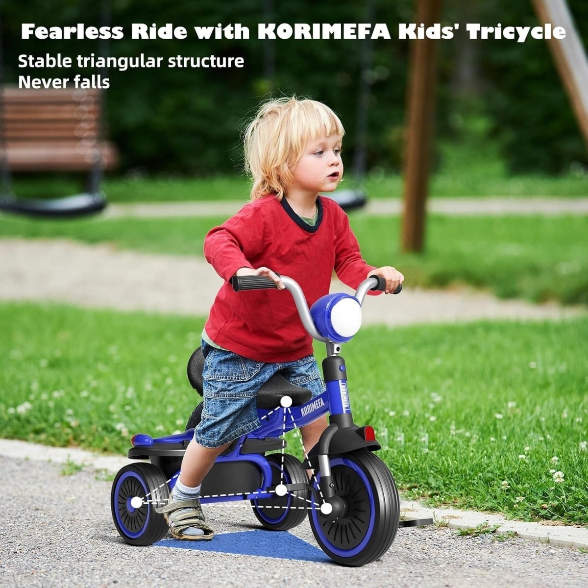 Foldable Kids Tricycle Balance Bike w Basket Adjustable Seat 1-5 Years - Kwikley