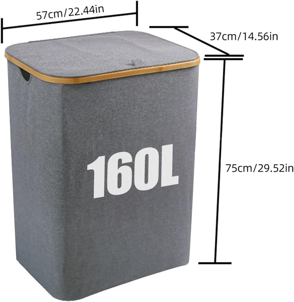 Foldable Laundry Hamper with Lid 3 - Compartment Clothes Organizer Grey 160L - Kwikley