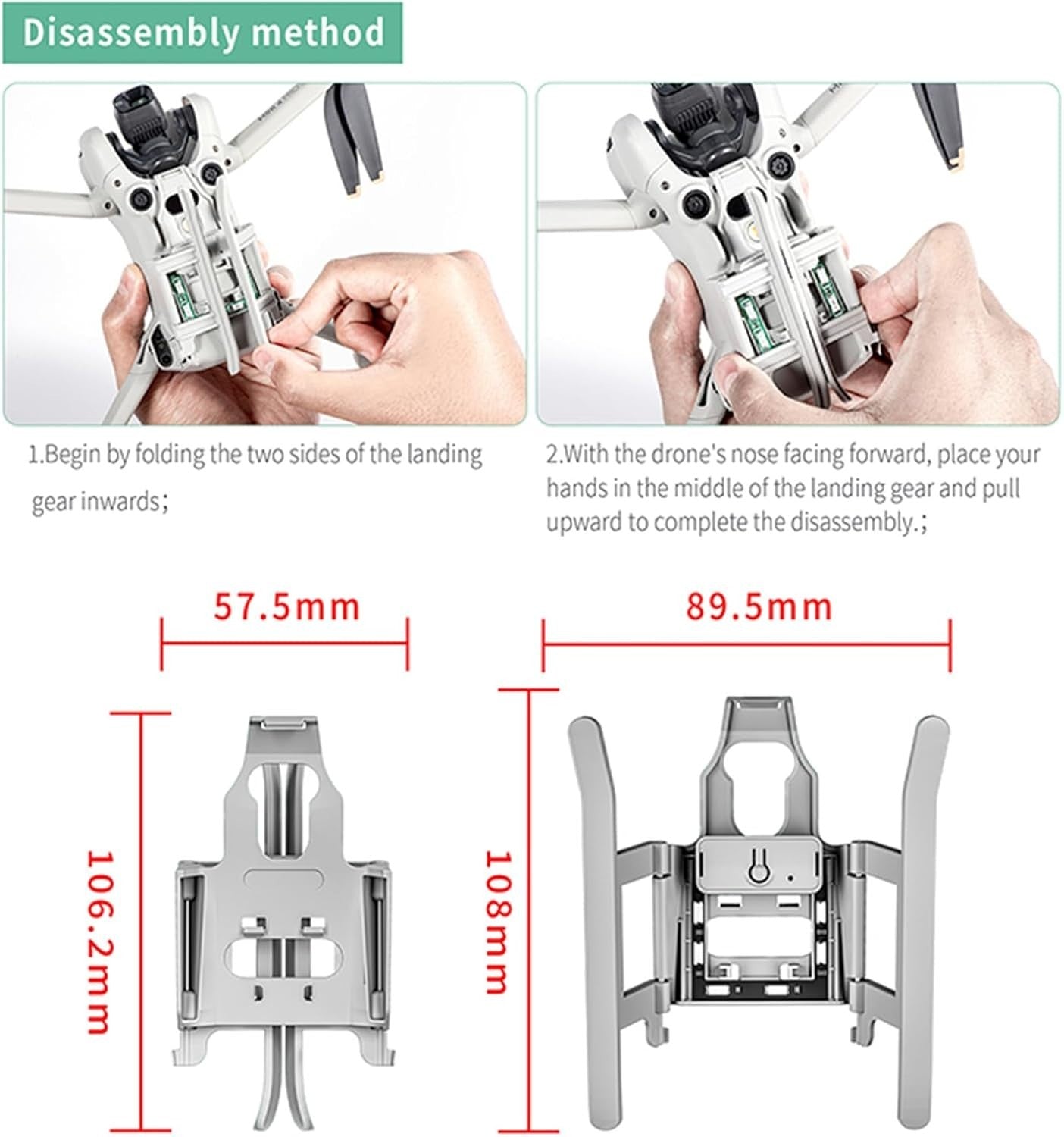 Foldable LED Landing Gear for Mini 4 Pro Drone Extended Legs Lights - Kwikley