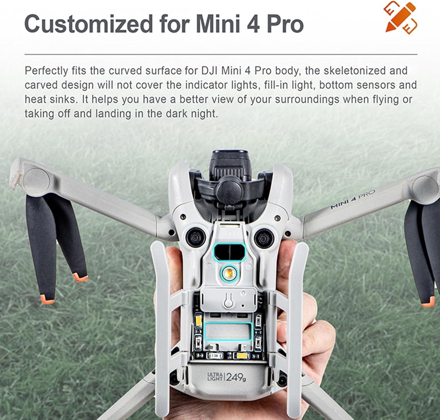 Foldable LED Landing Gear for Mini 4 Pro Drone Extended Legs Lights - Kwikley