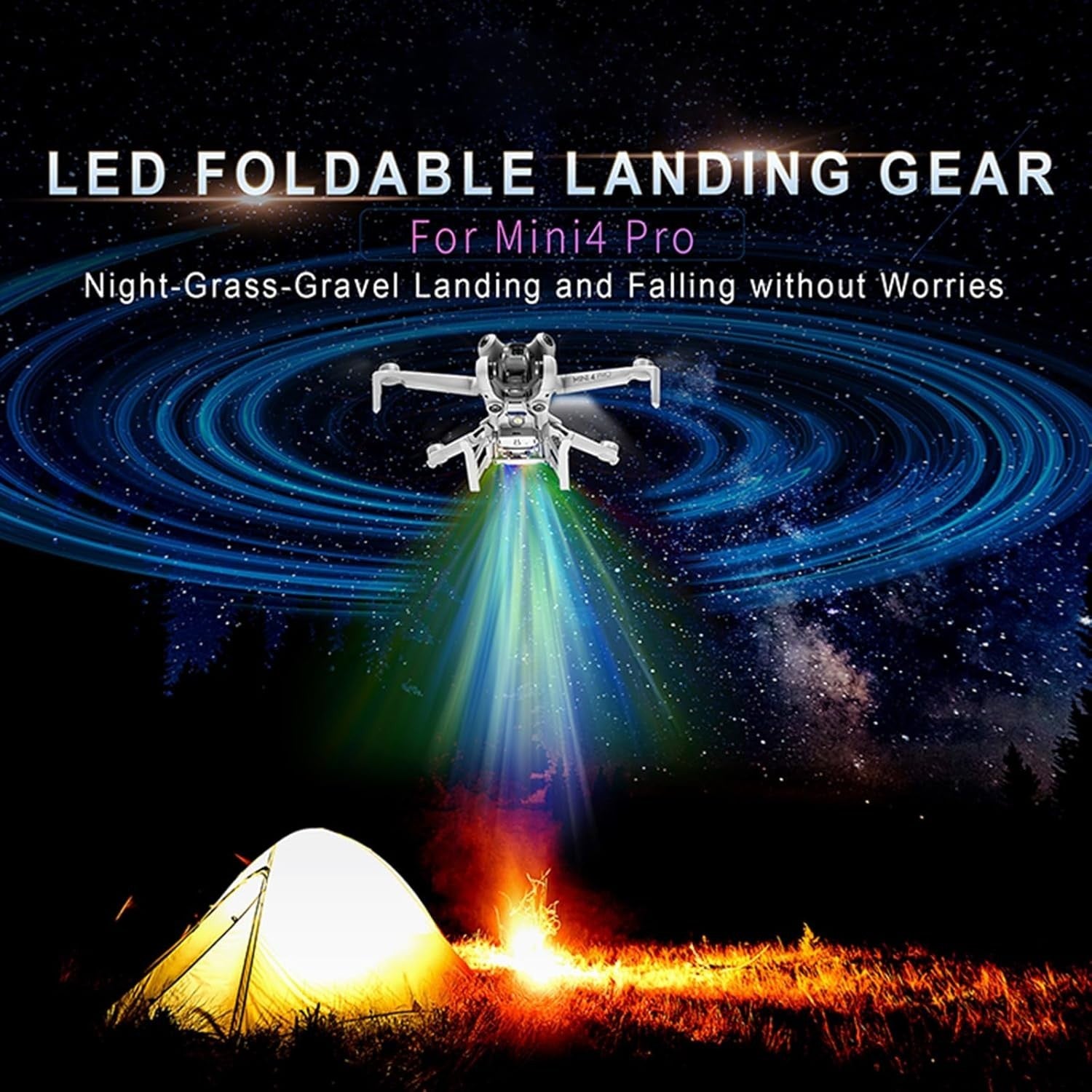Foldable LED Landing Gear for Mini 4 Pro Drone Extended Legs Lights - Kwikley