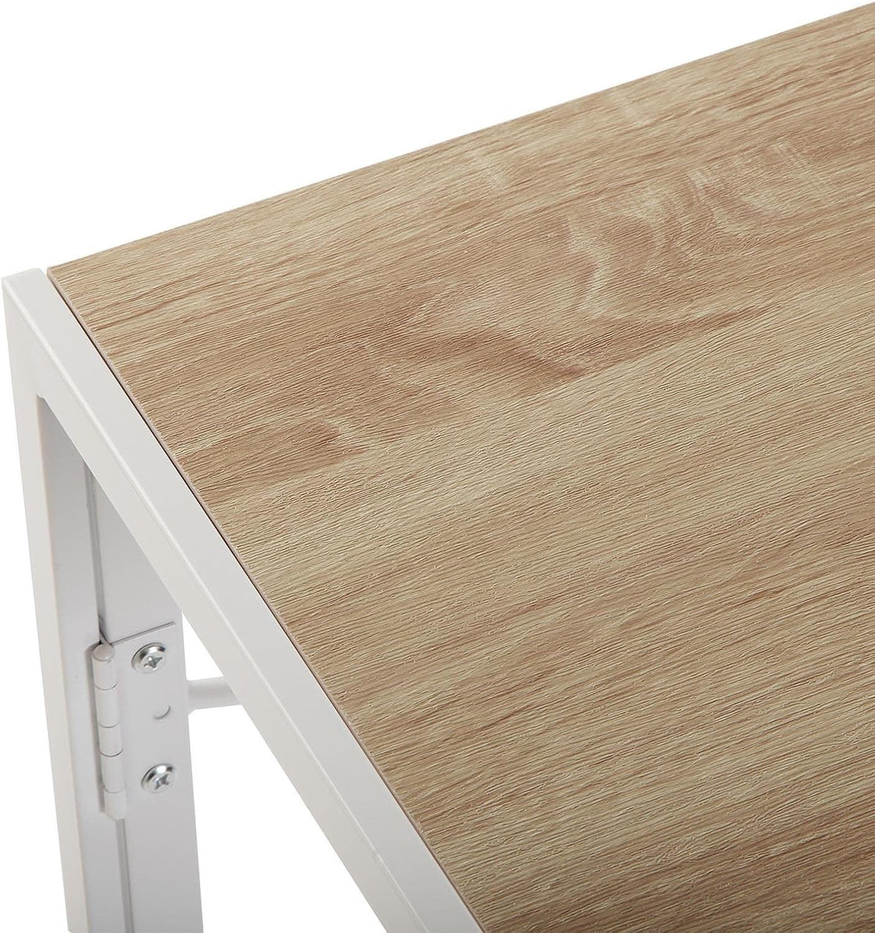 Foldable Light Brown Desk 90x45cm Industrial Metal Frame Study Table - Kwikley