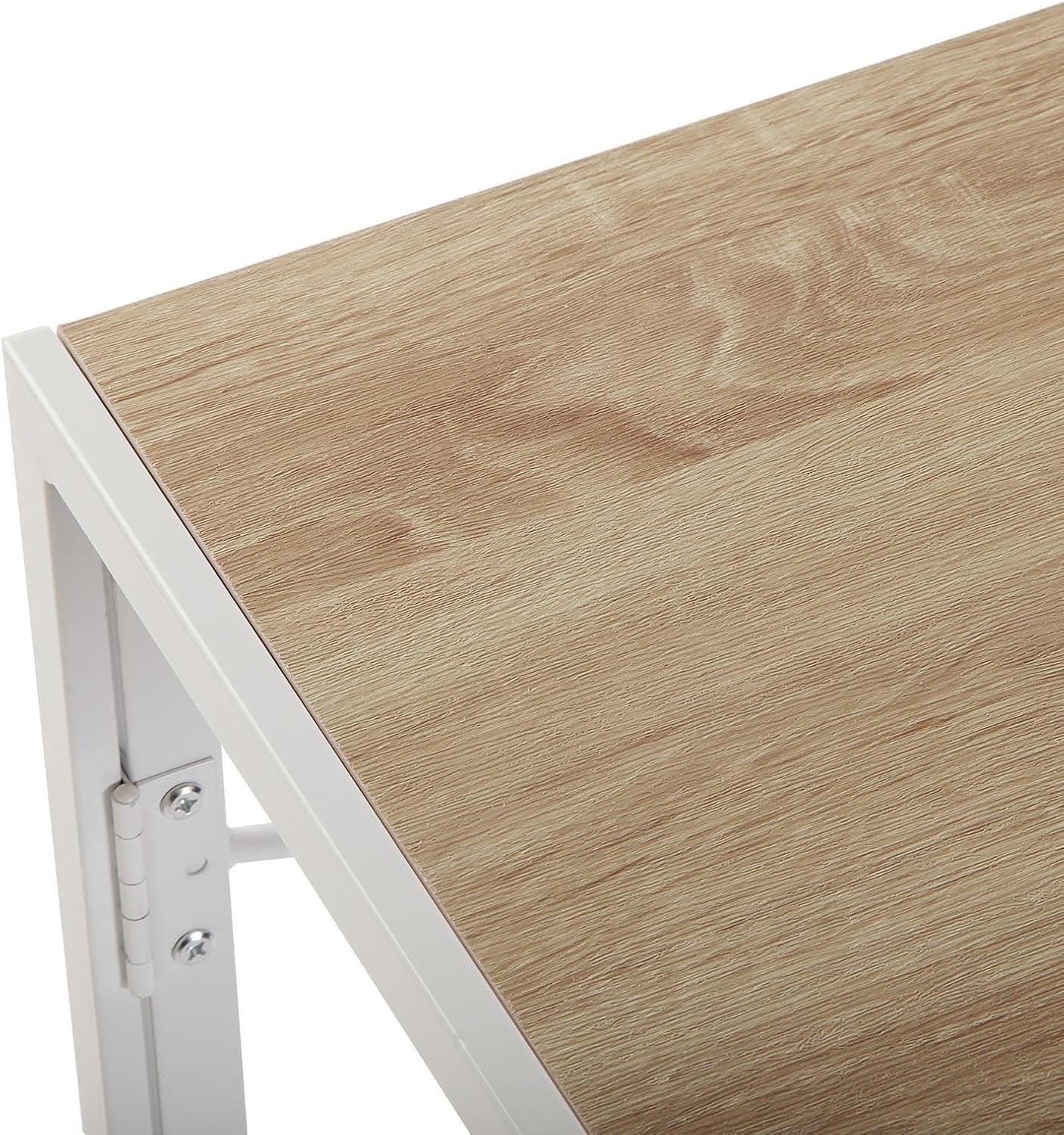 Foldable Light Brown Desk 90x45cm Industrial Metal Frame Study Table - Kwikley