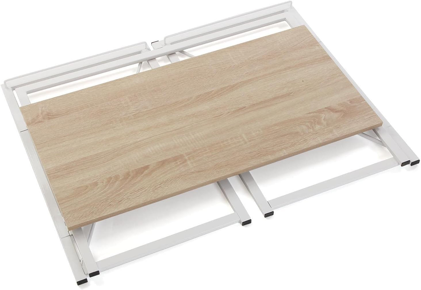 Foldable Light Brown Desk 90x45cm Industrial Metal Frame Study Table - Kwikley