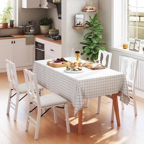 Foldable Linen Dining Chairs – Padded, Ergonomic, Rubber Wood Frame, 2PCS - Kwikley