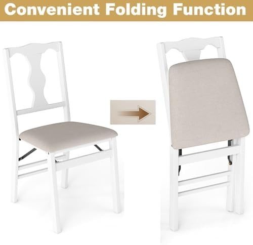 Foldable Linen Dining Chairs – Padded, Ergonomic, Rubber Wood Frame, 2PCS - Kwikley
