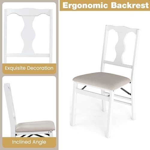 Foldable Linen Dining Chairs – Padded, Ergonomic, Rubber Wood Frame, 2PCS - Kwikley