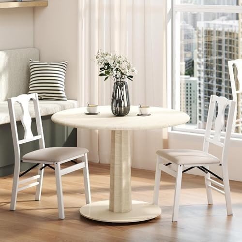Foldable Linen Dining Chairs – Padded, Ergonomic, Rubber Wood Frame, 2PCS - Kwikley