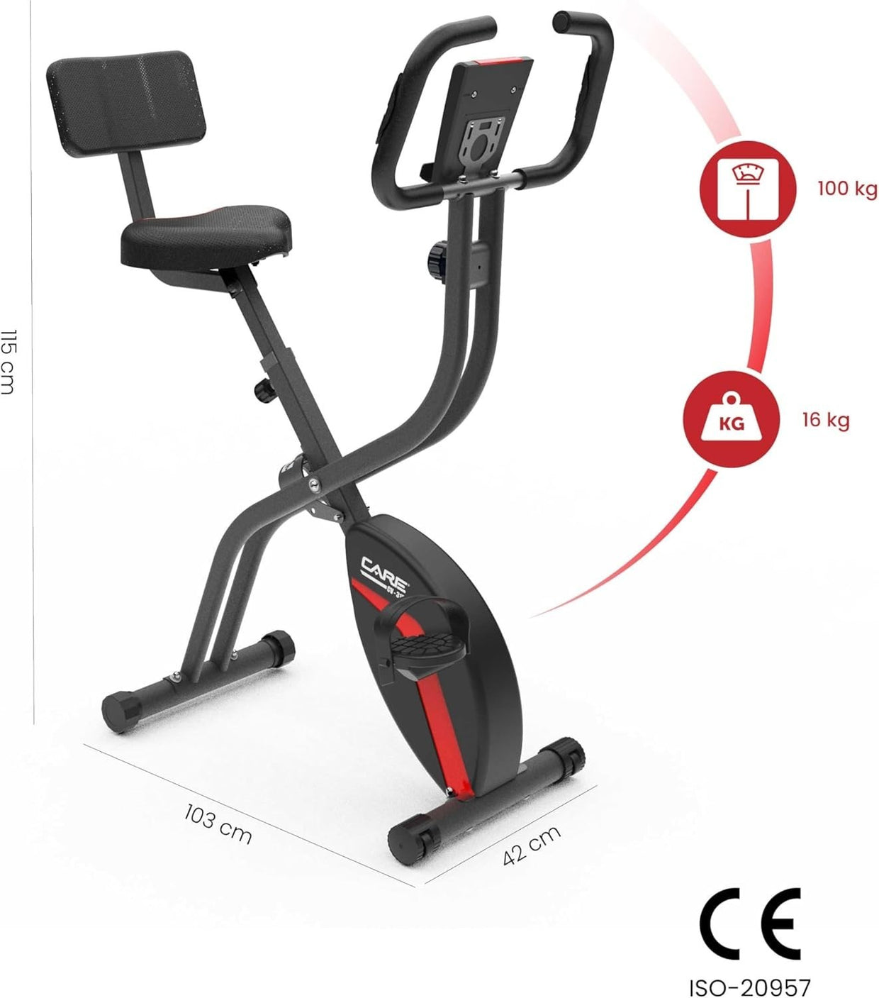Foldable Magnetic Exercise Bike w/ 10 Resistance Levels, LCD Console & Seat Back - Kwikley