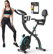 Foldable Magnetic Exercise Bike w/ 16 Levels, LCD Monitor, 4 - in - 1 Design 300lb - Kwikley