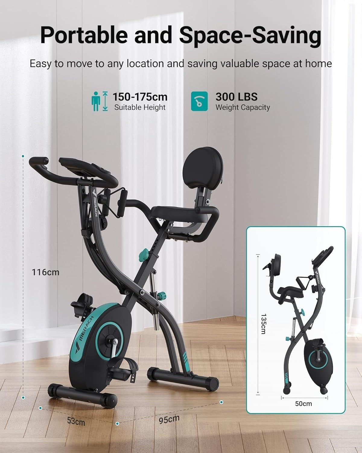 Foldable Magnetic Exercise Bike w/ 16 Levels, LCD Monitor, 4 - in - 1 Design 300lb - Kwikley