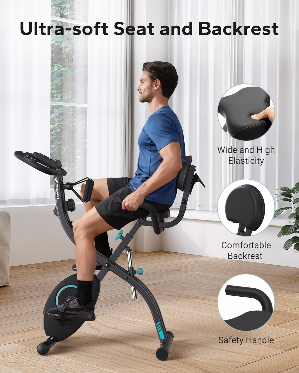 Foldable Magnetic Exercise Bike w/ 16 Levels, LCD Monitor, 4 - in - 1 Design 300lb - Kwikley