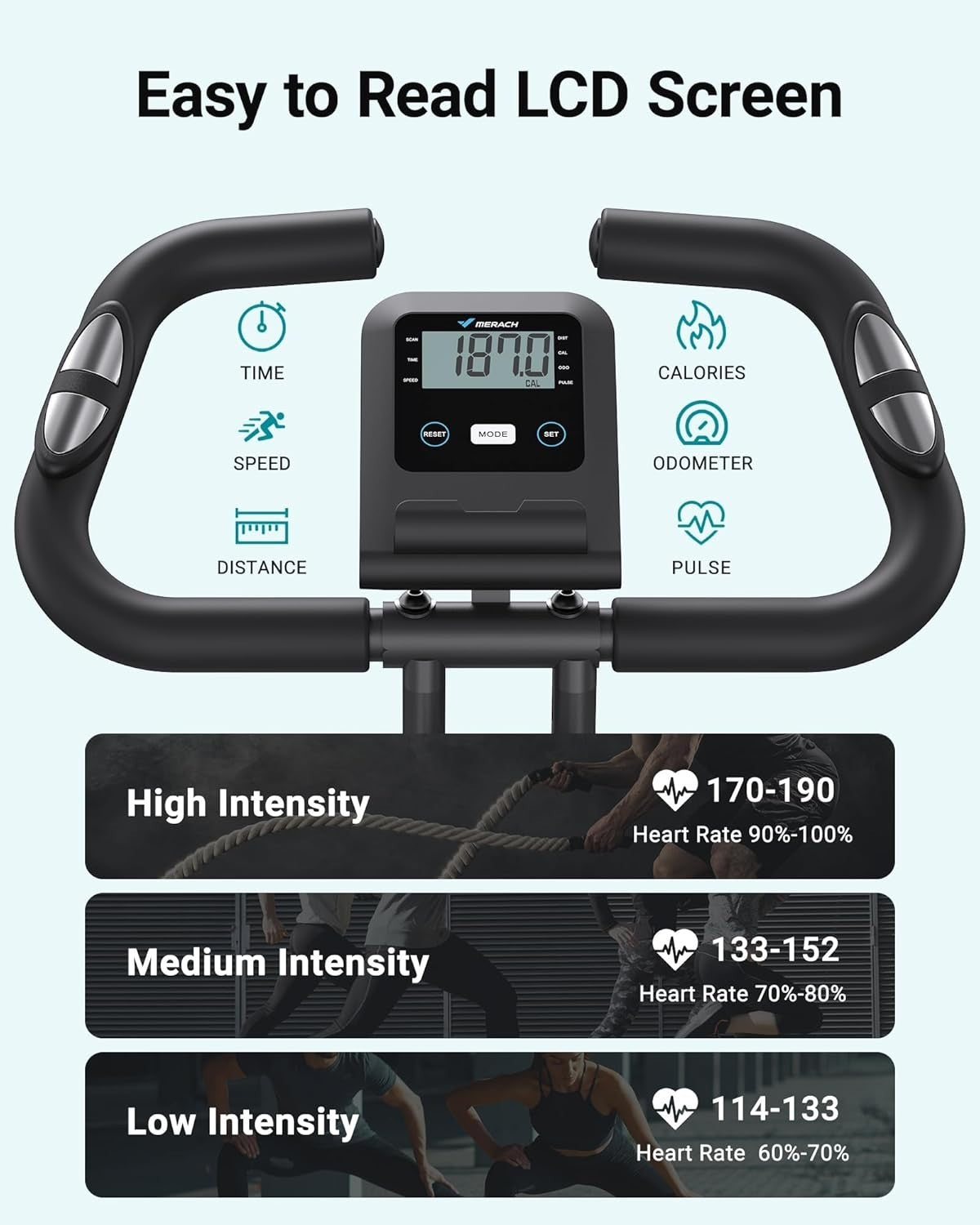 Foldable Magnetic Exercise Bike w/ 16 Levels, LCD Monitor, 4 - in - 1 Design 300lb - Kwikley