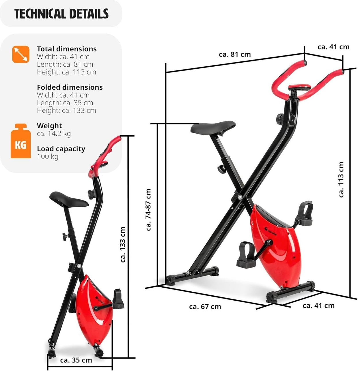 Foldable Magnetic Exercise Bike w/ LCD Display, 8 Levels & Adjustable Saddle - Kwikley