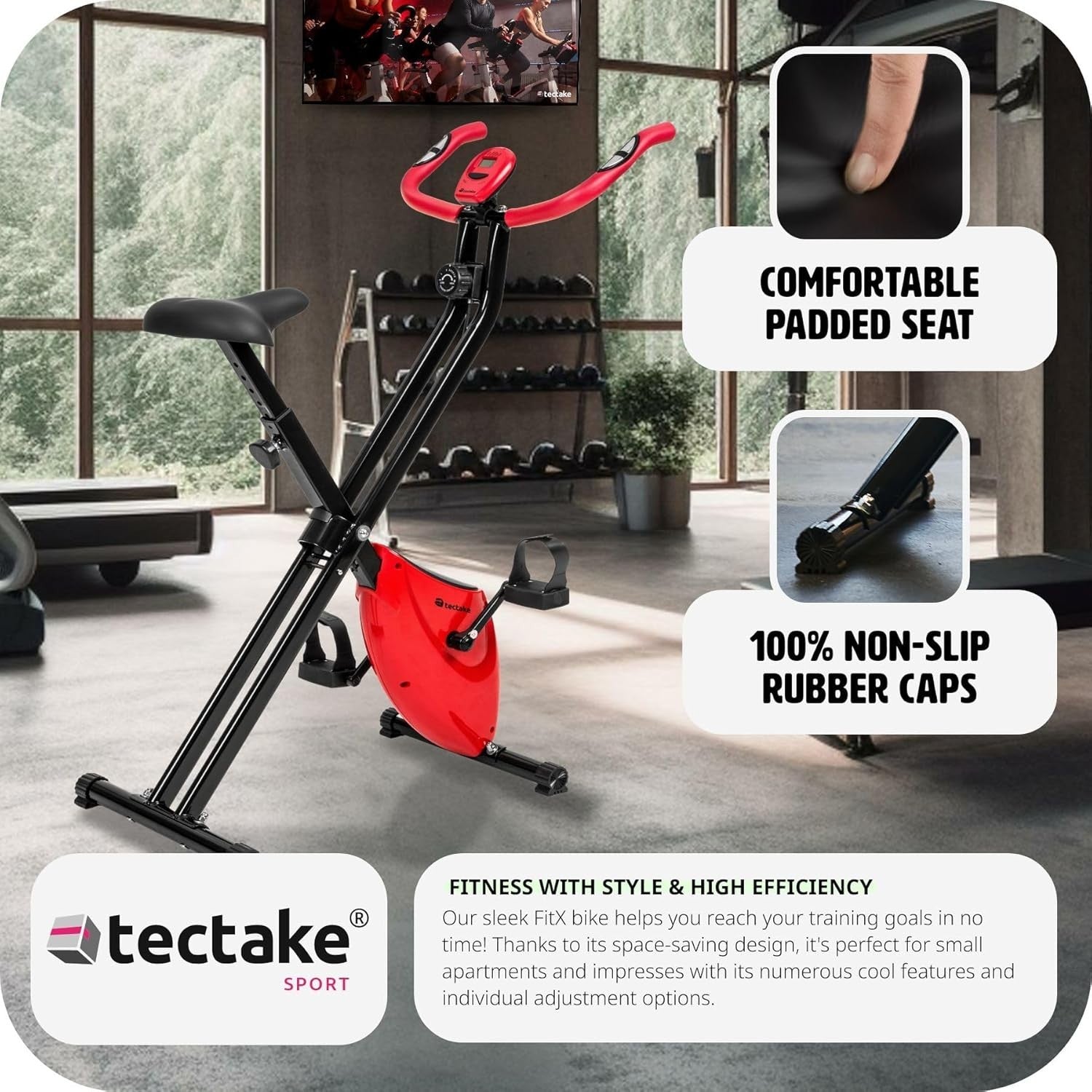 Foldable Magnetic Exercise Bike w/ LCD Display, 8 Levels & Adjustable Saddle - Kwikley