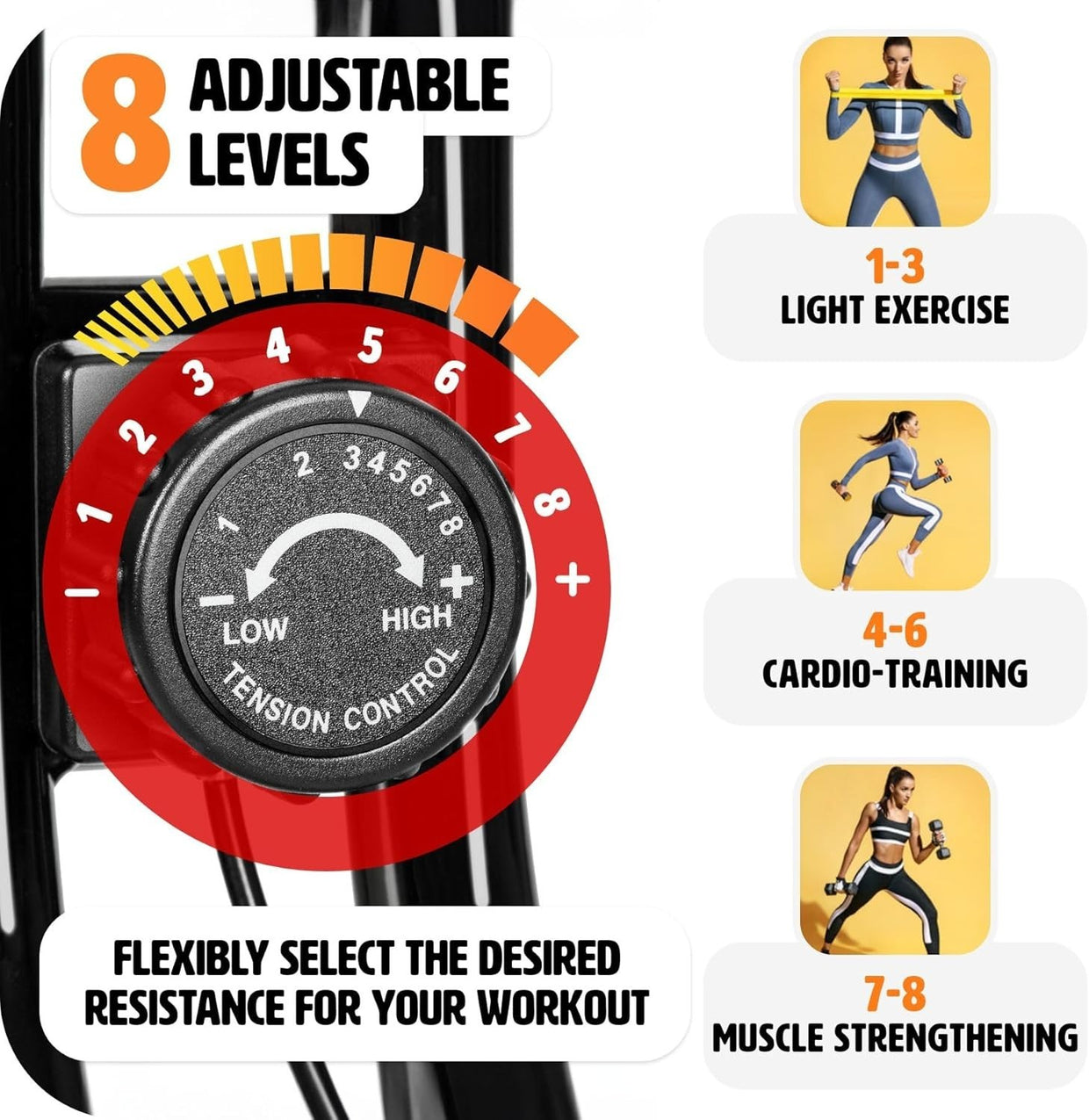 Foldable Magnetic Exercise Bike w/ LCD Display, 8 Levels & Adjustable Saddle - Kwikley