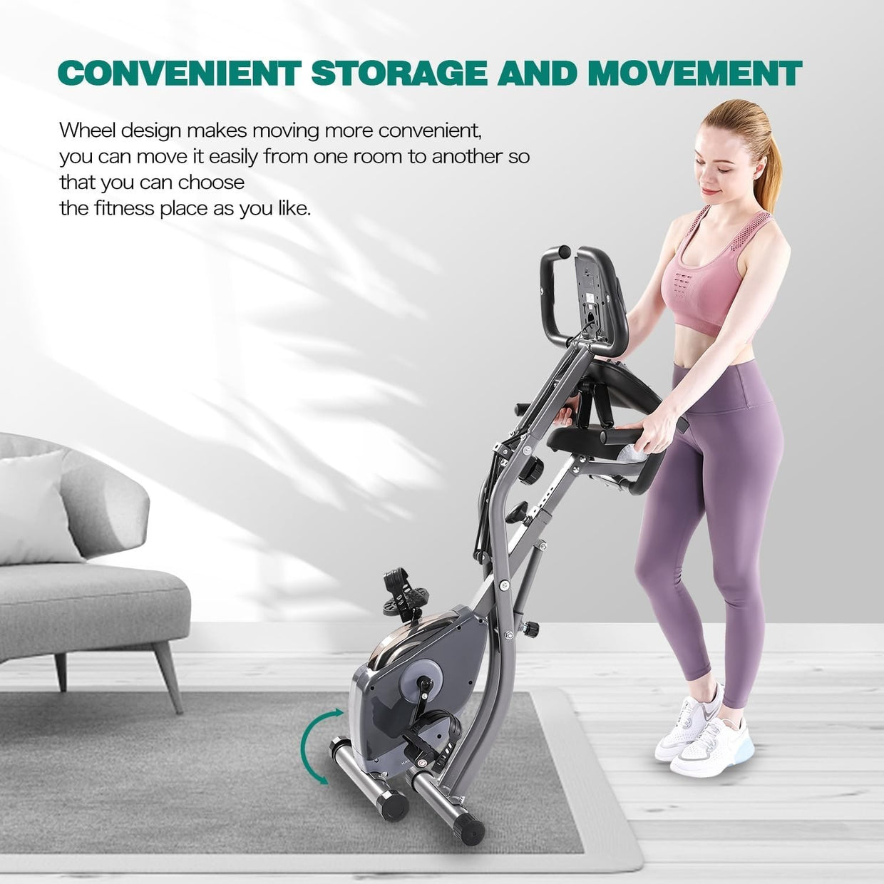 Foldable Magnetic Exercise Bike w/ LCD Monitor, 10 Levels & Large Seat - Kwikley