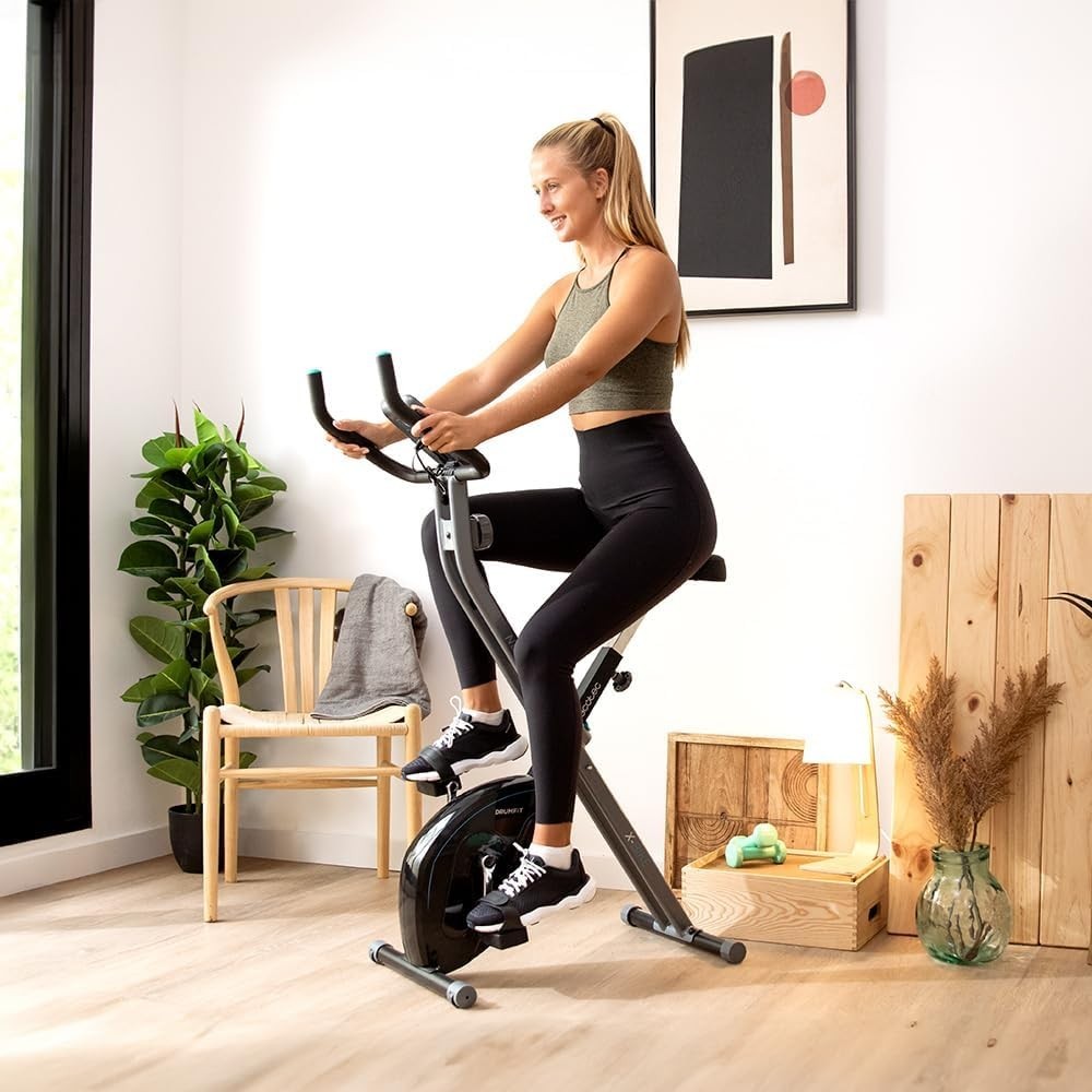 Foldable Magnetic Exercise Bike w/ LCD Monitor, 8 Resistance Levels Pulse Sensor - Kwikley