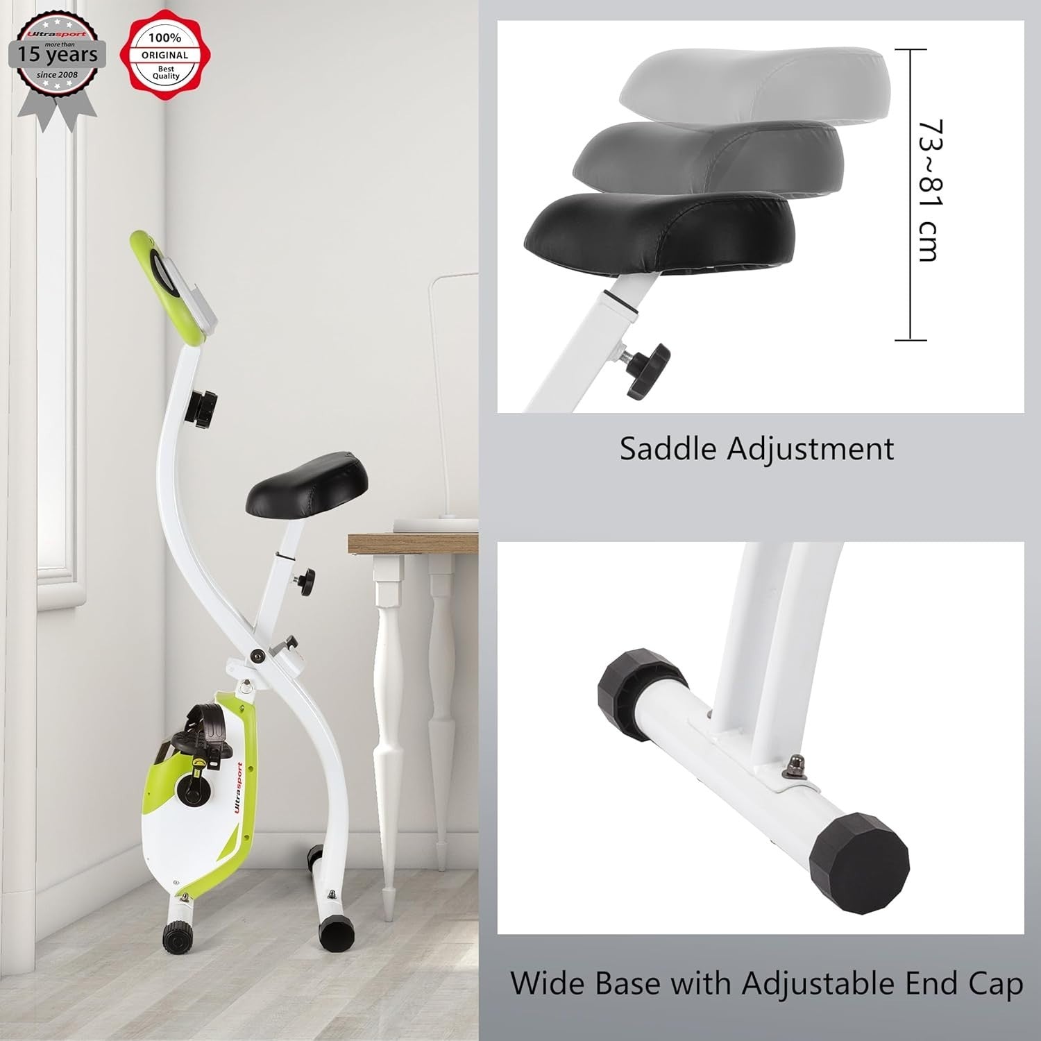 Foldable Magnetic Exercise Bike w/ LCD, Pulse Sensors, Quiet Drive & 130kg Max - Kwikley
