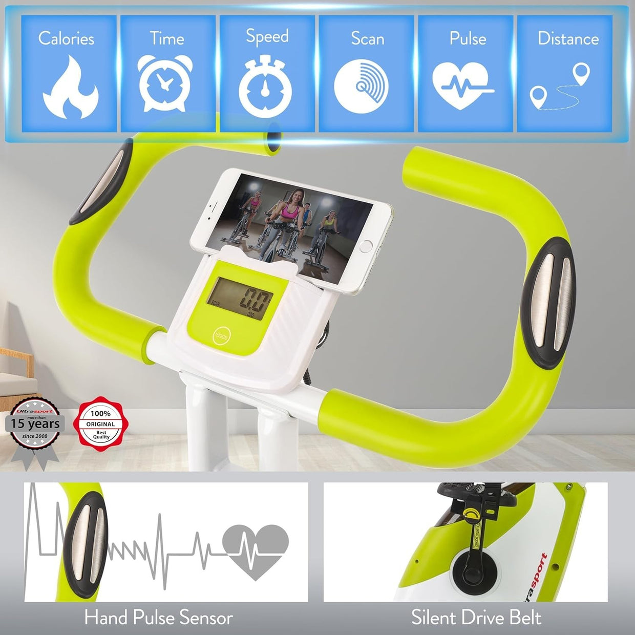 Foldable Magnetic Exercise Bike w/ LCD, Pulse Sensors, Quiet Drive & 130kg Max - Kwikley