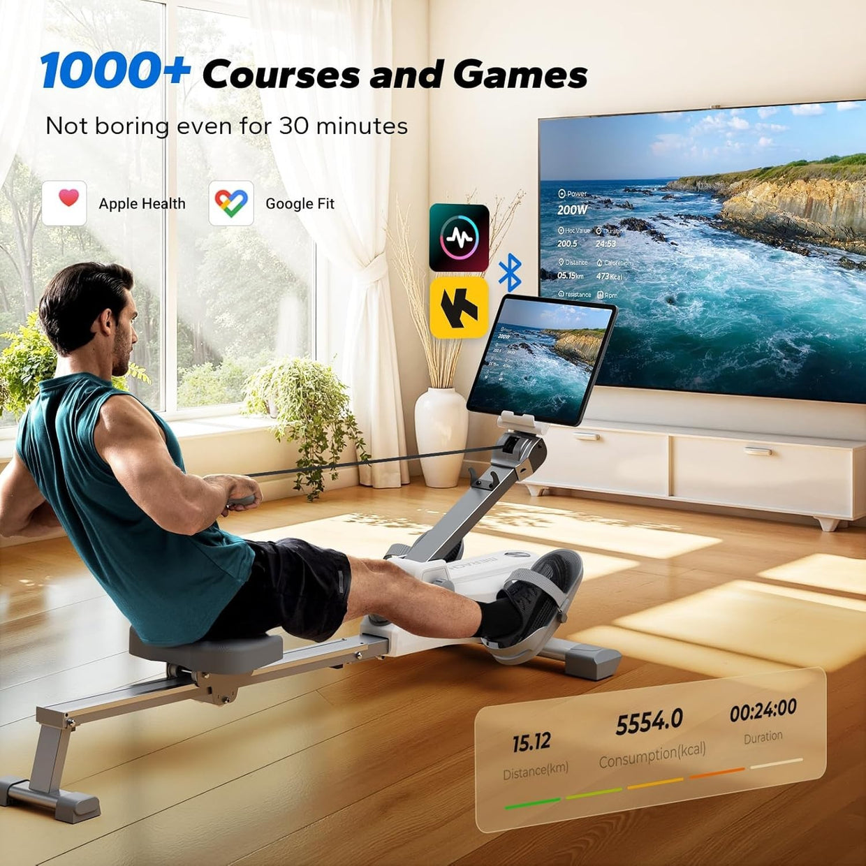 Foldable Magnetic Rowing Machine 16 - Level Quiet Compact Home Fitness Rower - Kwikley