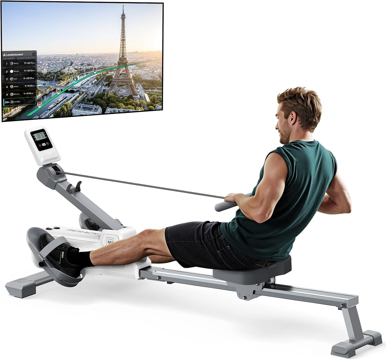 Foldable Magnetic Rowing Machine 16 - Level Quiet Compact Home Fitness Rower - Kwikley