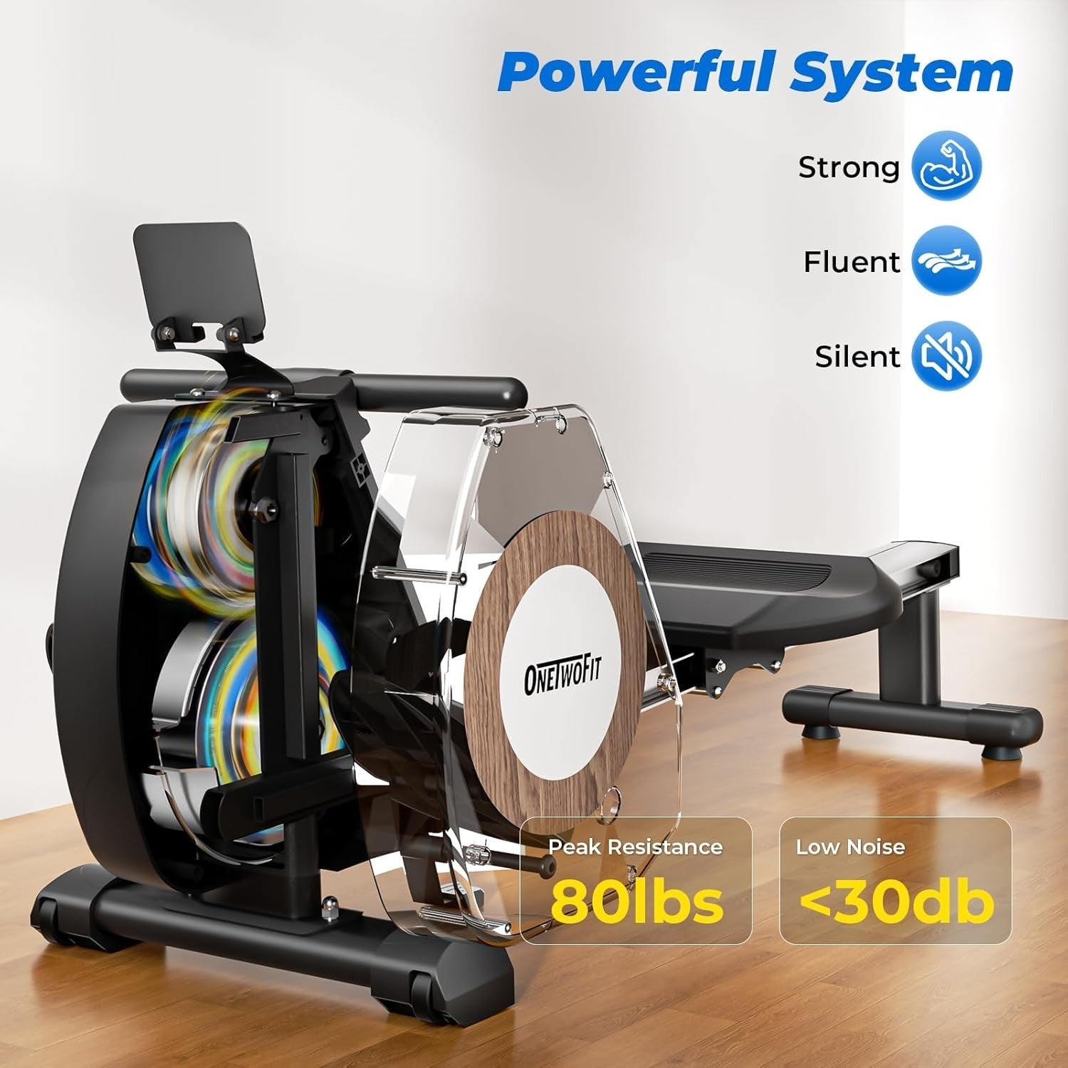 Foldable Magnetic Rowing Machine 16 - Level Resistance App Bluetooth 160KG Home - Kwikley